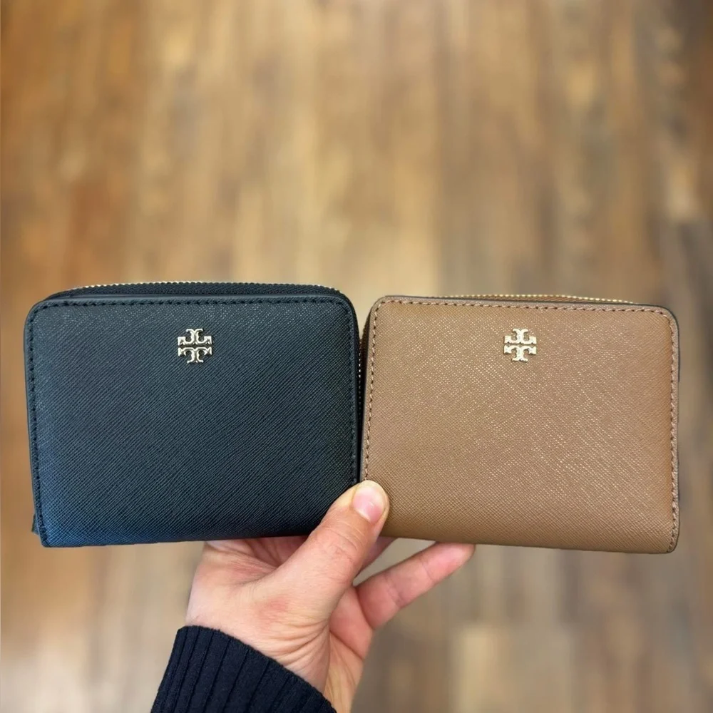 New Tory Burch Emerson leather zip around wallet